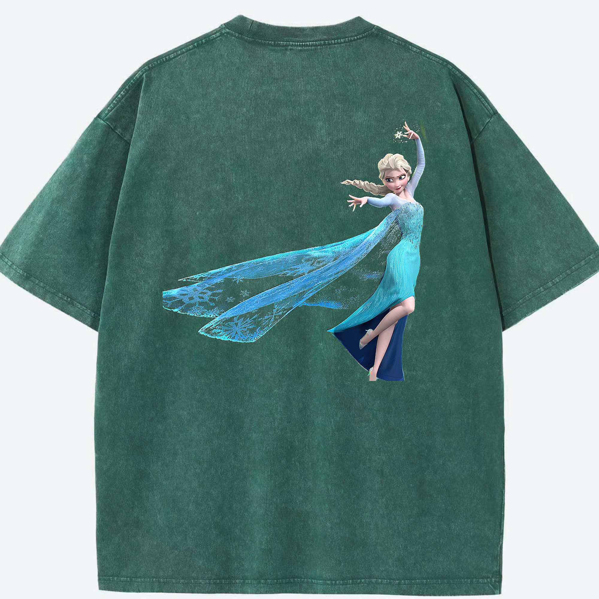 （画像用） アナと雪の女王 アンナ エルサ Frozen Anna Elsa 綿100% ヴィンテージ風 半袖Tシャツ（背面プリント）